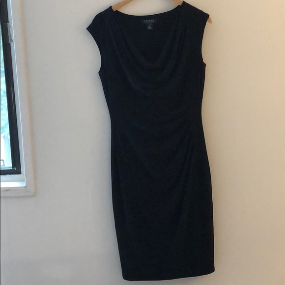 Ralph Lauren black cowl ruched dress Size 8 - Picture 1 of 4